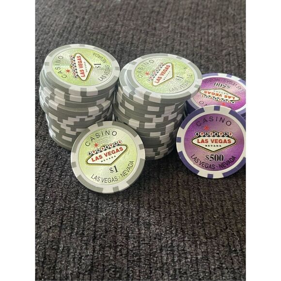 Las Vegas Casino Chips - Green 30, Purple 10, Red 10, Yellow 10 - Picture 4 of 13